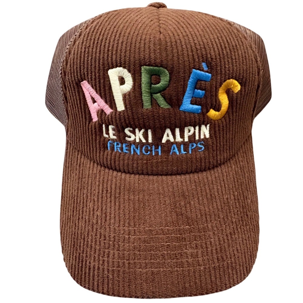 NWT Worn West Après Le Ski Alpin French Alps Corduroy Trucker Hat Snapback